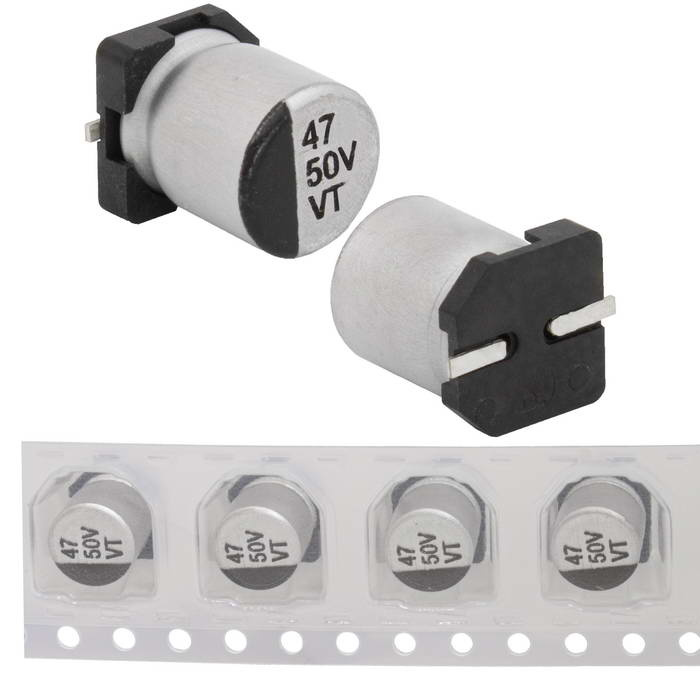 EVT050ADA470M0677 JWCO Конденсатор электролитический SMD, 47 мкФ, 50 В, 6.3х7.7 мм, -55…+105 °C, наработка 2000 часов фото 1