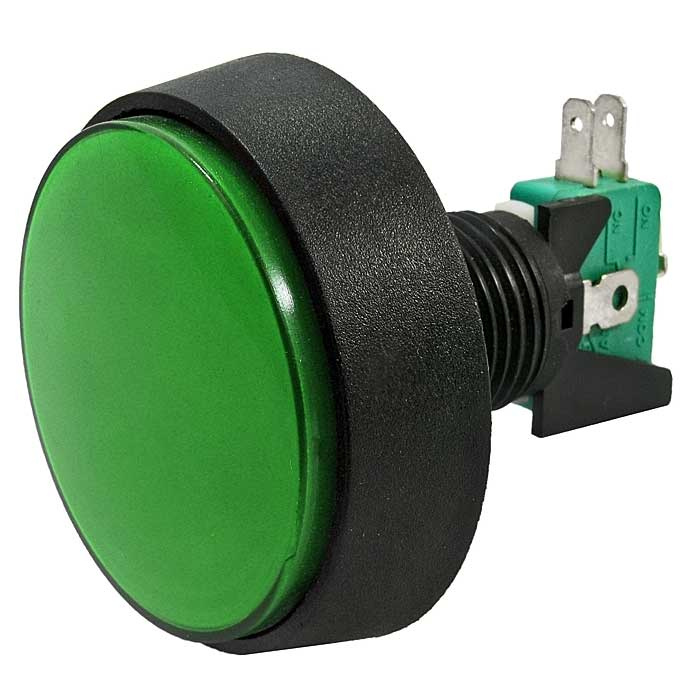 Кнопка GMSI круглая RUICHI 1B-C с LED подсветкой 12 В, 5 А, 30 мОм, 250 В, NO(NC)+NC(NO), зеленая фото 1