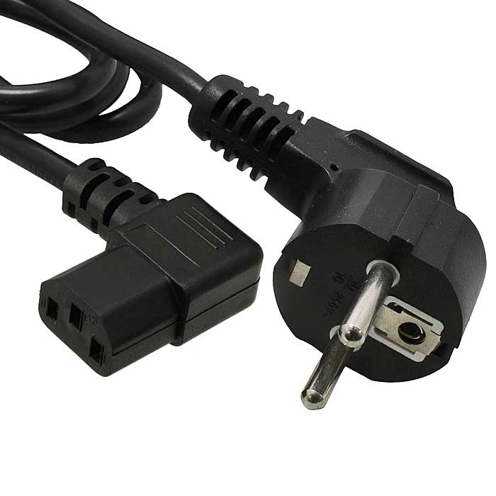 Сетевой шнур RUICHI SCZ, вилка угловая CEE7/7 - гнездо угловое IEC C13, 1.8 м, 3х0.75 мм2 фото 1