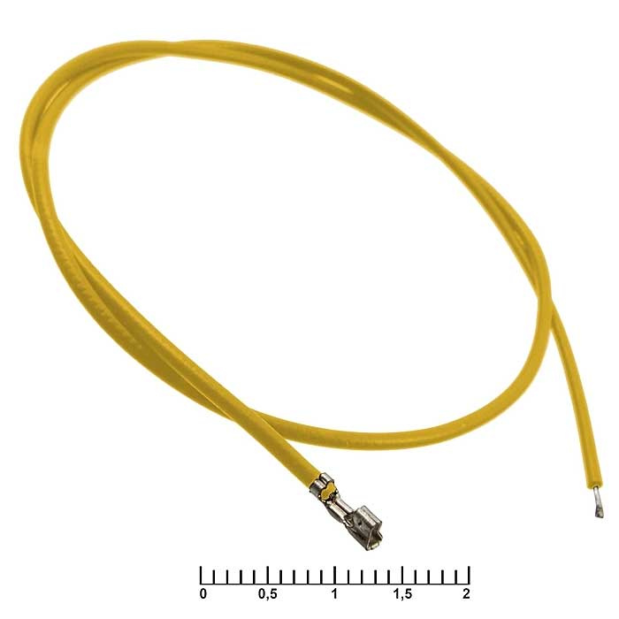 Разъём питания низковольтный RUICHI HB шаг 2,00 мм AWG26 0,3m желтый, 1 контакт фото 1
