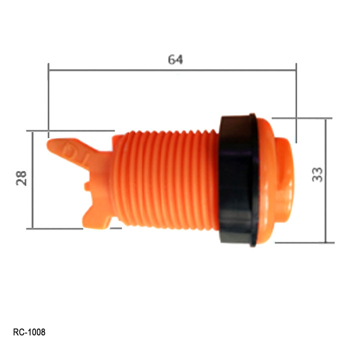 Кнопка GMSI RUICHI RC-1008-64-R, 28 мм, 12 А, 20 мОм, круглая, цвет красный, с резьбой и черным прижимным кольцом фото 2