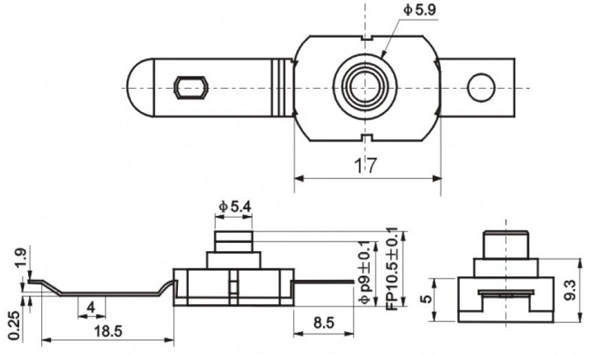 Кнопочный переключатель RUICHI PBS101C395, 1.5 A, 250 В, ON-OFF фото 2
