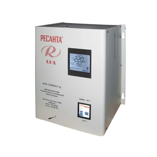 Стабилизатор напряжения Ресанта АСН-10000 H/1-Ц, настенный, релейный, однофазный, 220 В фото 1