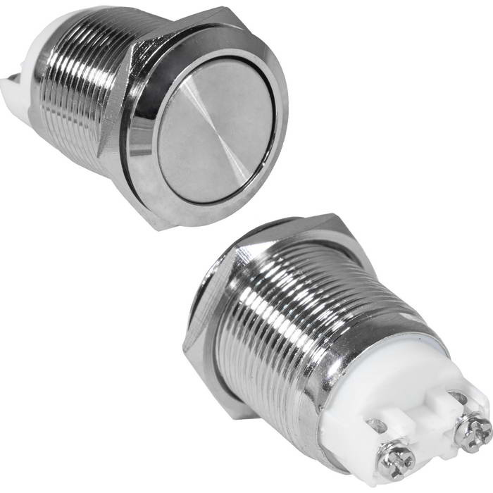 Кнопка антивандальная RUICHI GQ19SF-10Z/N, OFF-ON, рабочая температура -25…+55 °C, никелированная латунь фото 1