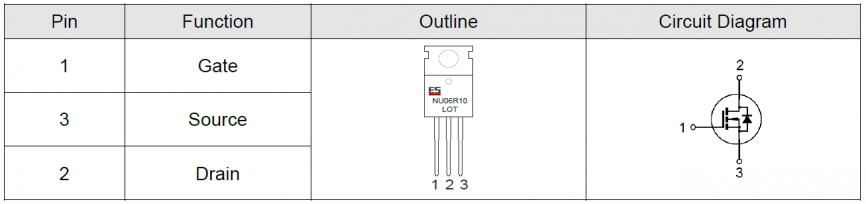 ESNU06R10 Elecsuper полевой транзистор (MOSFET), N-канал, 60 В, 58 А, 7.5 мОм, TO-220 фото 2