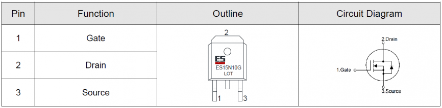 ES15N10G Elecsuper полевой транзистор (MOSFET), N-канал, 100 В, 12 А, 85 мОм, TO-252 (DPAK) фото 2