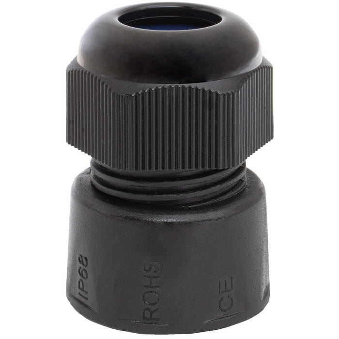 Герметичный ввод RUICHI, M25x1.5 мм, IP68, диаметр кабеля до 8 мм, -40...+85 °C, корпус нейлон PA66, черный фото 1