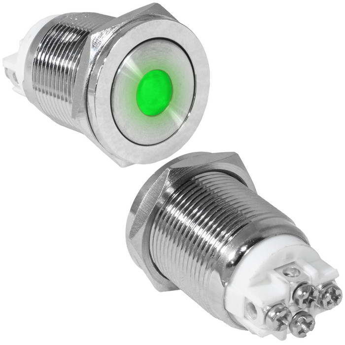 Кнопка антивандальная RUICHI GQ19PF-10ZD/G/N, OFF-ON, рабочая температура -25…+55 °C, никелированная латунь фото 1