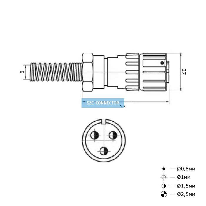 Разъём быстроразъёмный FQ18-3pin TJ, 3-х контактный фото 2