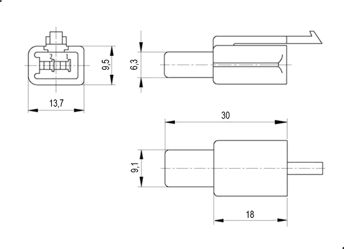 Разъём авт. соединитель RUICHI DJ7021A-2.8-11 (18AWG 300 мм), 12/ 24 (DC) В фото 2