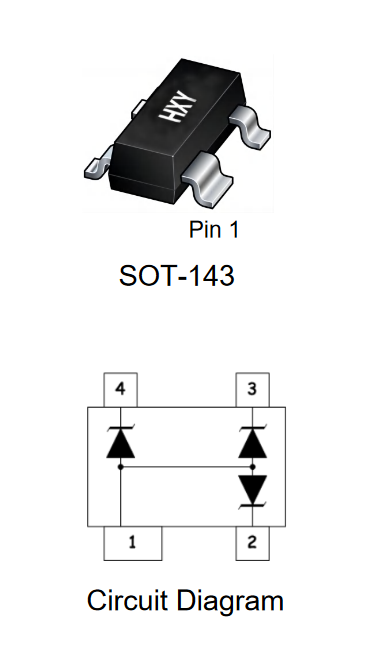 SP0503BAHTG HXY защитная диодная сборка 5 В, 10 А, 150 Вт, SOT-143 фото 2
