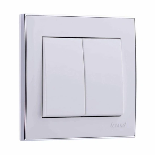 Выключатель RAIN 703-0225-101  2КЛ белый с бок.вст.хром с/у РЭЙН Lezard фото 1