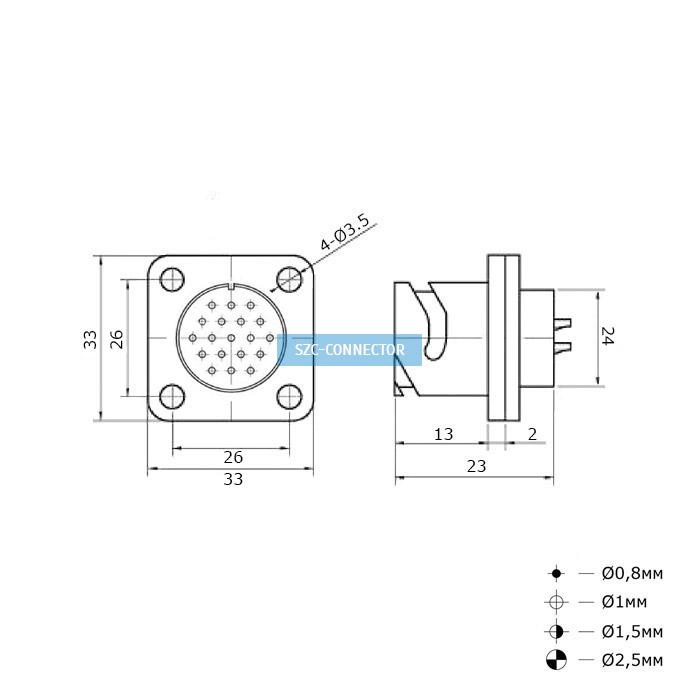 Разъём быстроразъёмный SZC FQ24-19pin ZJ, 19-ти контактный фото 2