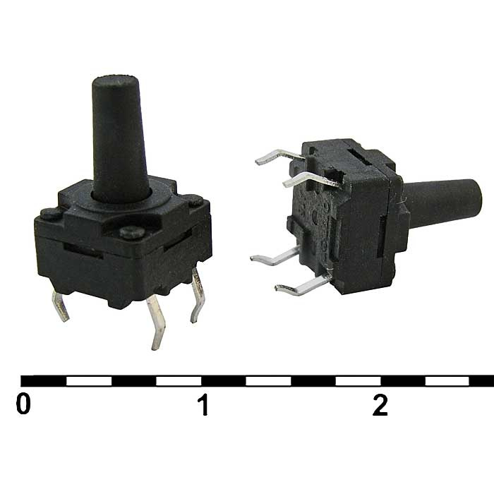 Тактовая кнопка пылевлагозащищенная RUICHI WS88125-250AH, 8х8х12.5 мм, OFF-ON (4Р), IP 67, 50 мА, 12 В, 100 мОм фото 1