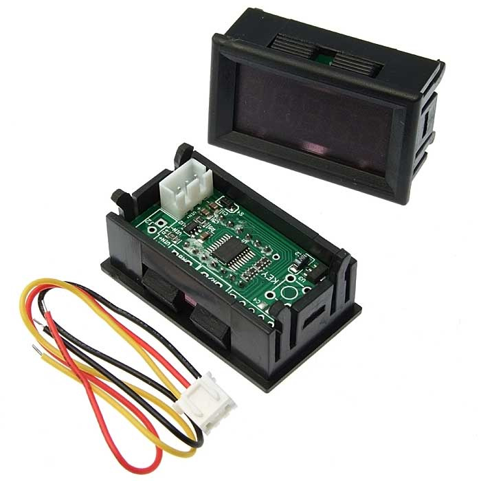 Вольтметр RUICHI 0-33,000VDC red (45x26mm), цифровой фото 1