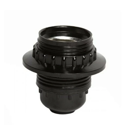 Патрон Пкб27-04-К11 карболитовый с кольцом, Е27 черный, стикер на изделии ИЭК фото 1