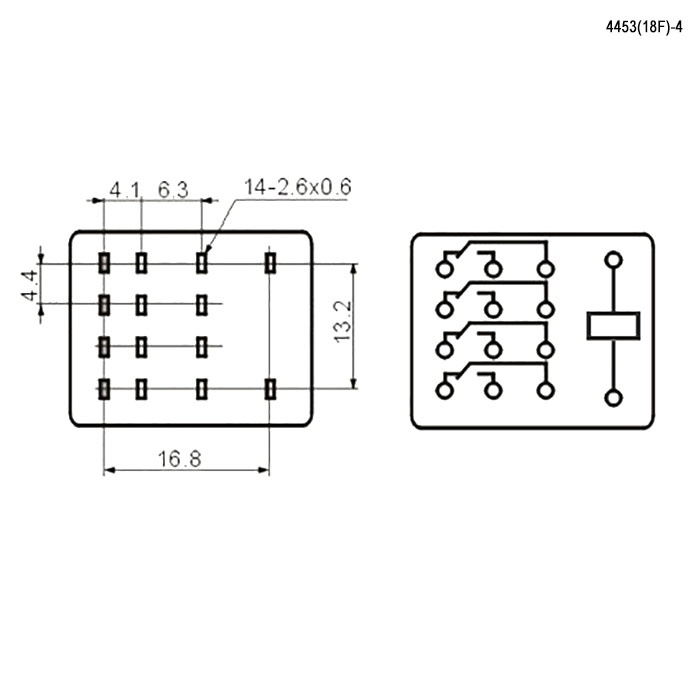 Электромагнитное реле RUICHI 4453(18F)-4 (HH54P) 5А, 4C: 4PDT фото 2