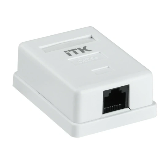 Розетка настенная инф. (комп.) RJ45, кат.5Е UTP, 1-порт ITK фото 1