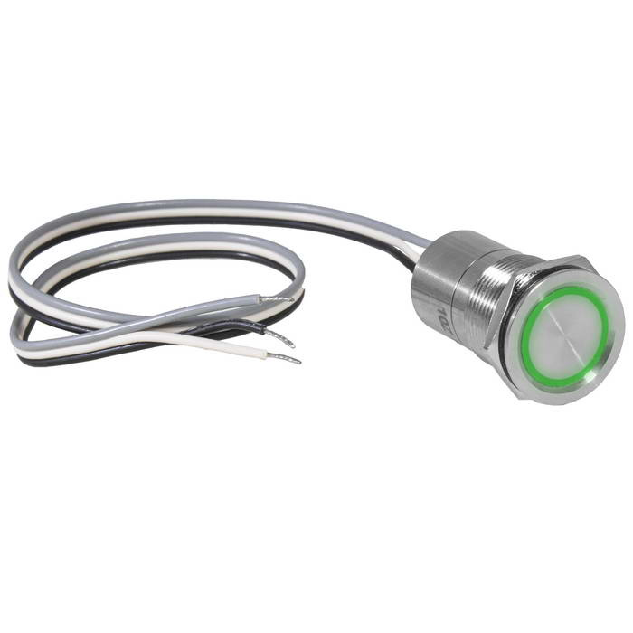 Кнопка сенсорная с подсветкой, с фиксацией  RUICHI TS25-11ZC/G/S off-on, М25, IP68,  нержавеющая сталь фото 1