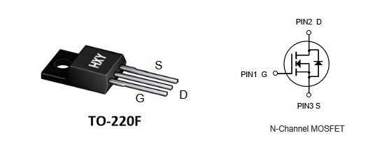 16N65F, полевой транзистор (MOSFET) HXY, N-канал, 650 В, 16 А, 0.62 Ом, 62 нКл, корпус TO-220F фото 2