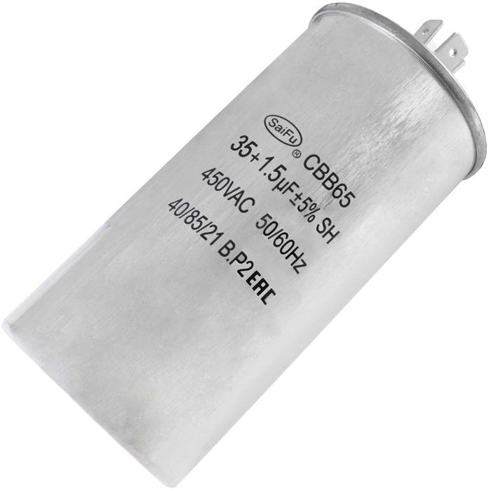 CBB65 35uF + 1.5uF 450V, SAIFU, пусковой конденсатор сдвоенный, 35 + 1.5 мкФ, 450  В фото 1