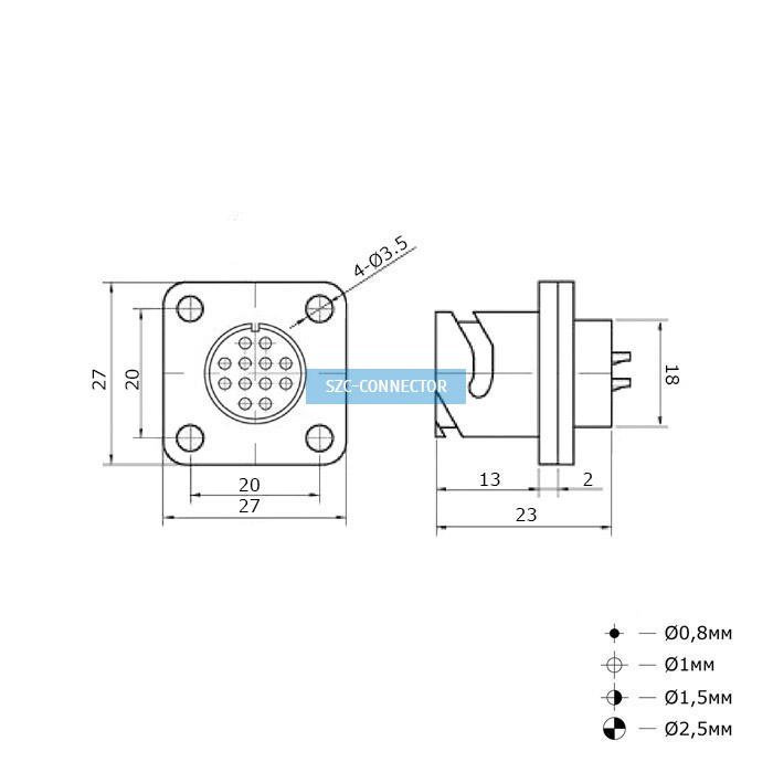Разъём быстроразъёмный RUICHI FQ18-12pin ZJ, 12-ти контактный фото 2
