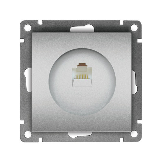 Розетка "АФИНА" (A0051-S) компьютерная одноместная RJ45 серебро с/у (без рамки) УНИВЕРСАЛ фото 1