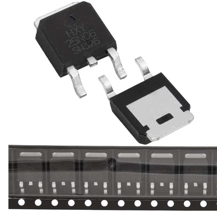 25N06, полевой транзистор (MOSFET) HXY, N-канал, 60 В, 25 А, 30 мОм, 12.6 нКл, корпус TO-252 (DPAK) фото 1