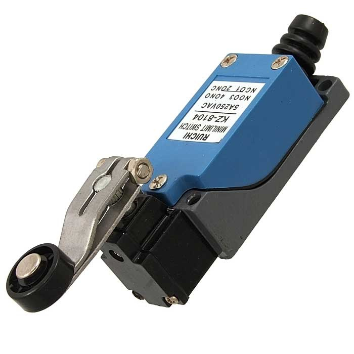 Выключатель путевой с поворотным рычажным роликом RUICHI KZ-8104, NO-NC (4P), IP64, 5 А, 250 В, 15 мОм, корпус из сплава алюминия и цинка, головка алюминиевая фото 1