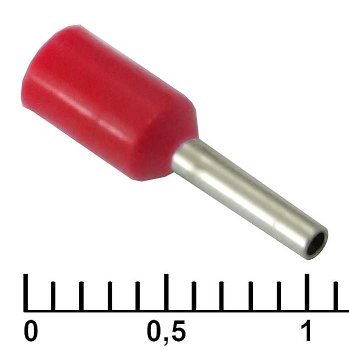 Наконечник втулочный изолированный RUICHI DN00506, 1x6 мм, 0.5 мм2, красный фото 1