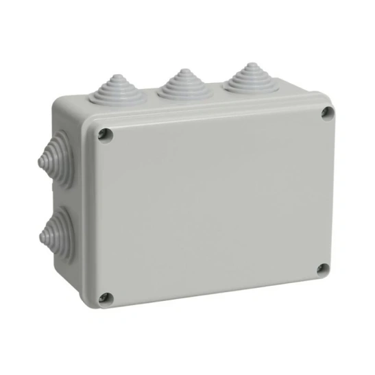Коробка КМ41243 распаячная 190х140х70 мм О/П IP44 (RAL7035, 10 гермовводов) ИЭК фото 1