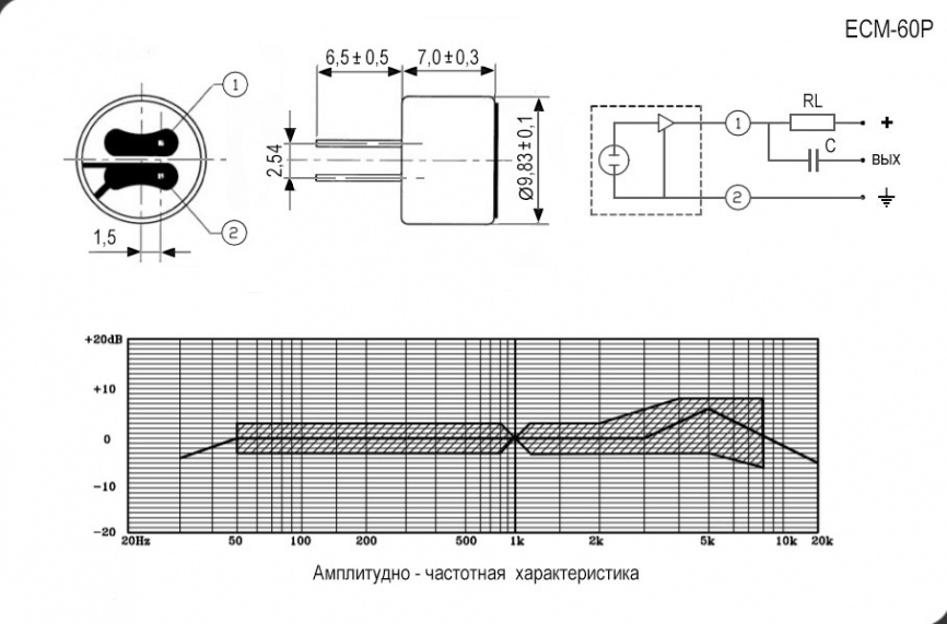 Электретный микрофон RUICHI ECM-60P фото 2