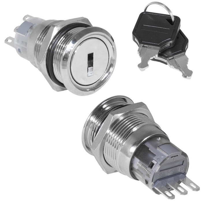 Кнопка антивандальная RUICHI LAS1-AGQ-11Y/21/N, ON-ON, рабочая температура -25…+55 °C, никелированная латунь фото 1