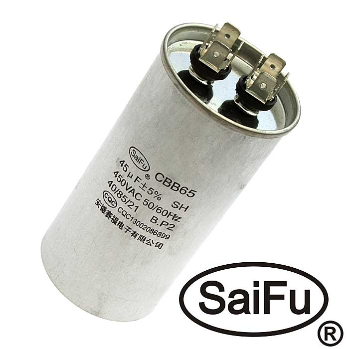 Пусковой конденсатор SAIFU CBB65, 45 мкФ, 450 В фото 1