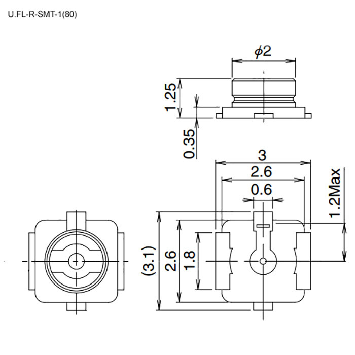 Разъем высокочастотный RUICHI U.FL-R-SMT-1(80)-RH фото 2