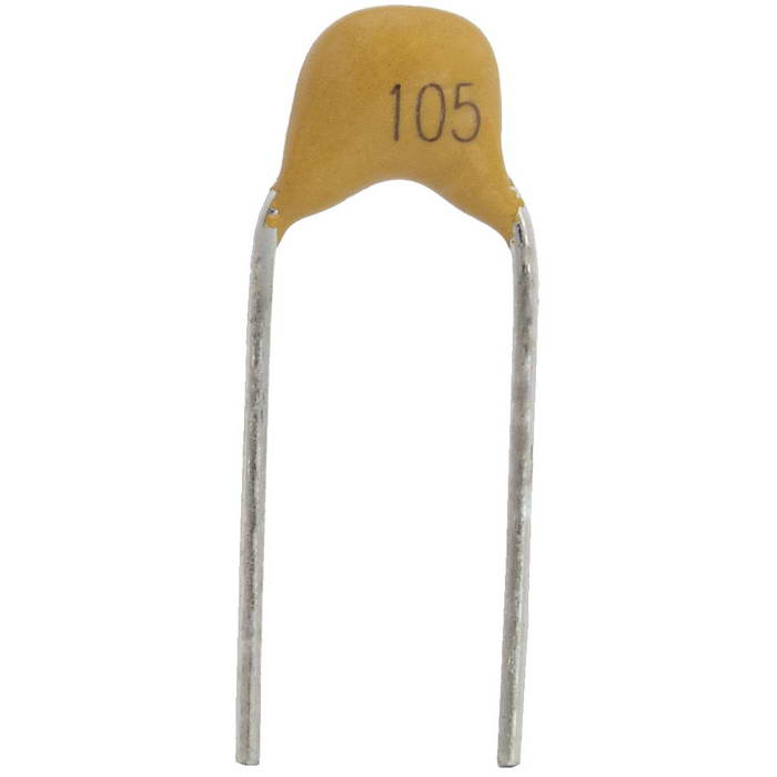 1uF/50V X7R, MLCC керамический конденсатор RUICHI, 1 мкФ, 50 В, X7R, ±10%, выводной фото 1