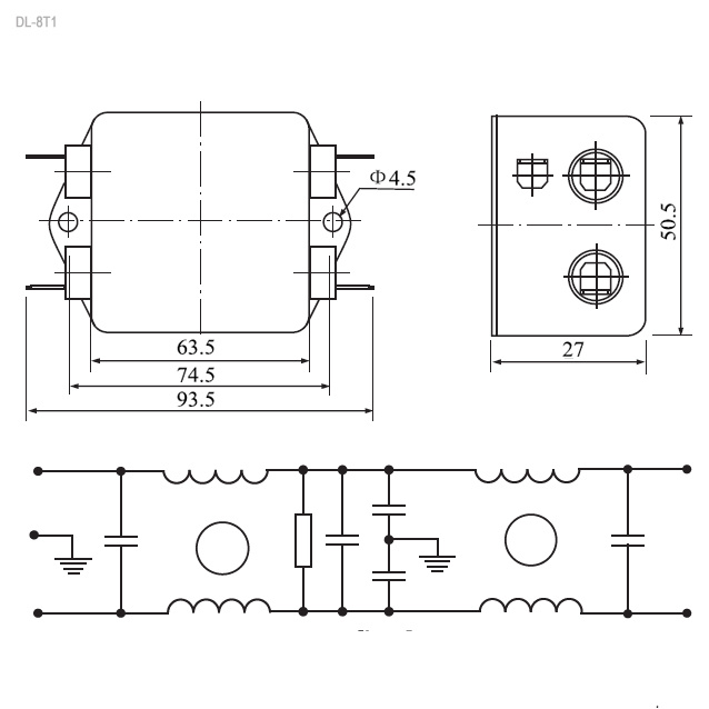 Сетевой фильтр RUICHI DL-8T1 8A. 250V, 4,7 нФ фото 2