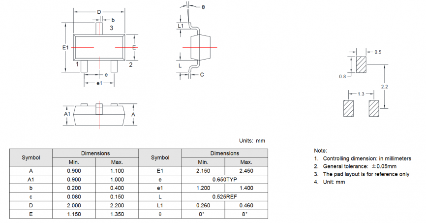 BSS138W Elecsuper полевой транзистор (MOSFET) N-канал, 60 В, 0.36 А, 1.9 Ом, 1 нКл, SOT-323 фото 2