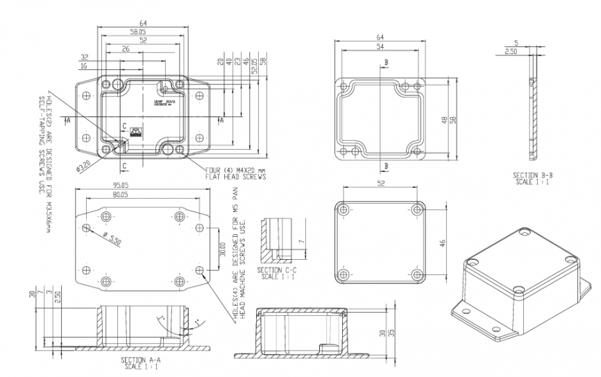 Корпуса для РЭА G104MF (64x58x35) фото 2