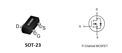 BSH205G2R HXY полевой транзистор (MOSFET), P-канал, -20 В, -2.3 А, 140 мОм, SOT-23 фото 2