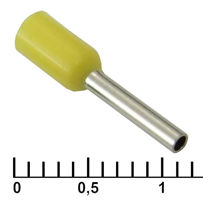 Наконечник на кабель RUICHI DN00708, жёлтая, 1.2x8 мм фото 1