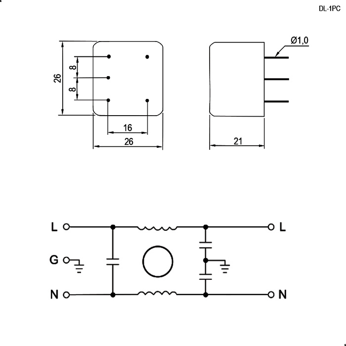 Сетевой фильтр RUICHI DL-1PC, 1 А фото 2