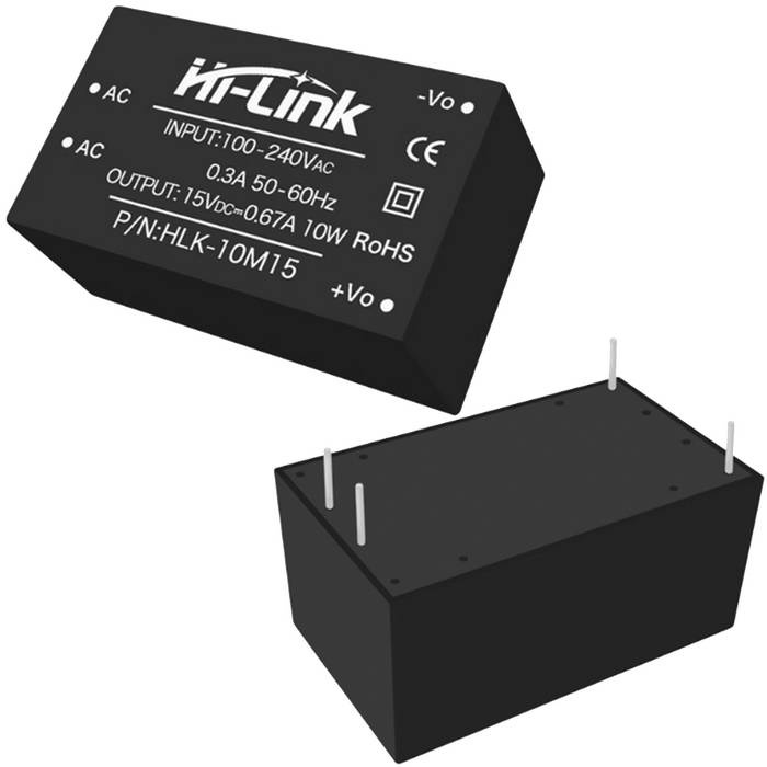 Блок питания на печатную плату Hi-Link HLK-10M15, 85-264 В (АС) 0.66 А, 15 В, корпус из поликарбоната фото 1