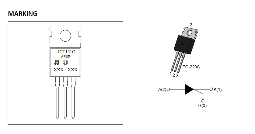JCT151C-650R JJM тиристор, 650 В, 12 А, TO-220C фото 2