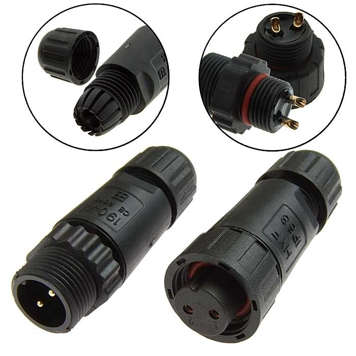 Разъём герметичный SZC-190 2pin (IP68), 2 контакта фото 1