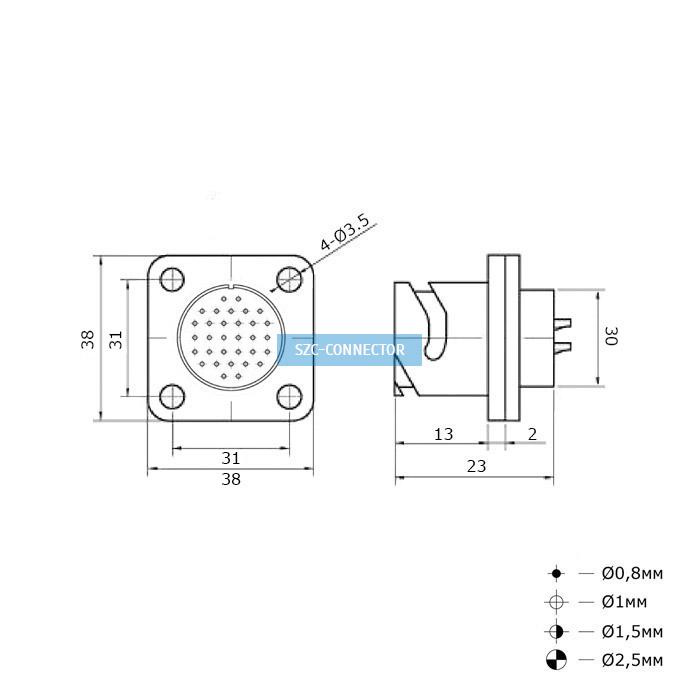 Разъём быстроразъёмный SZC FQ30-32pin ZK, 32-х контактный фото 2