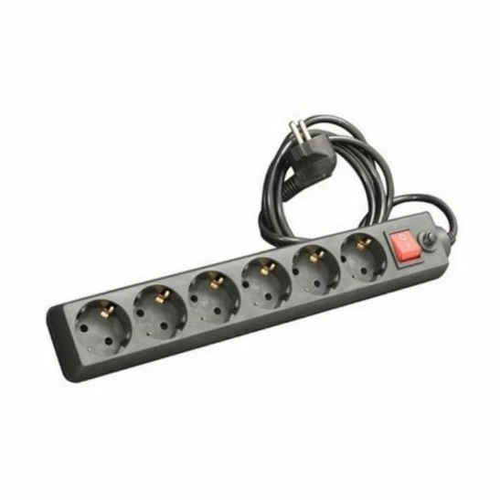 Сетевой фильтр 967U-4005 6Н 5 метров с З/К с выкл, черный, ПВС 3*0,75 УНИВЕРСАЛ фото 1