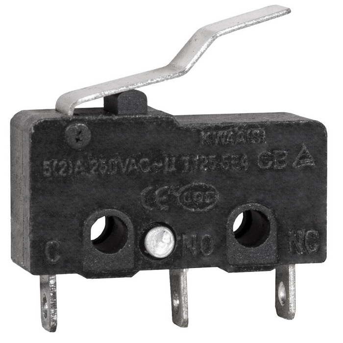 Микропереключатель с угловой планкой RUICHI KW3-01, 10.8х6.4х19.8 мм, ON-(ON), SPDT 3P, 250 В, 5 А, 30 мОм, -25...+85 °C фото 1