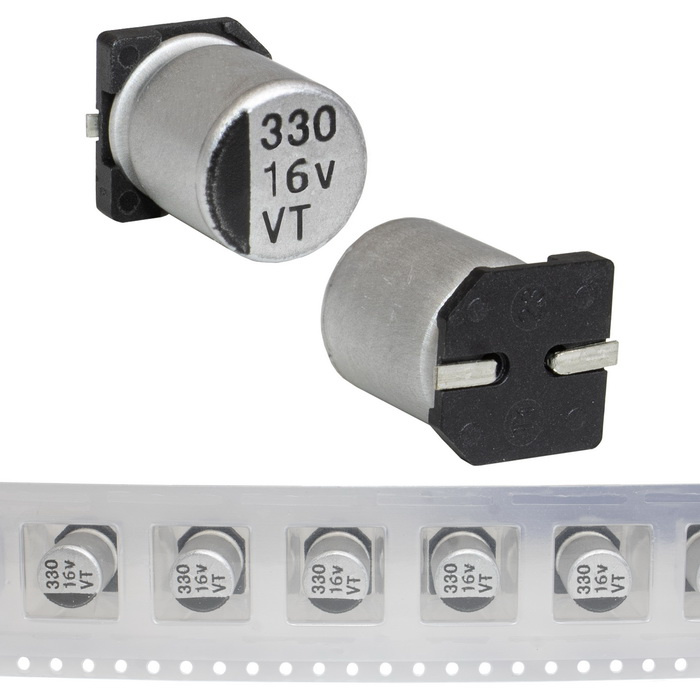 EVT016ADA331M08B0 JWCO Конденсатор электролитический SMD, 330 мкФ, 16 В, 8х10.5 мм, -  55…+105 °C, наработка 2000 часов фото 1