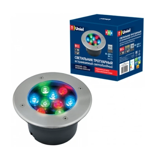 Светильник светодиодный архитектурный встраиваемый Uniel (9929) ULU-B12A 9 Вт RGB IP67 220 В фото 1